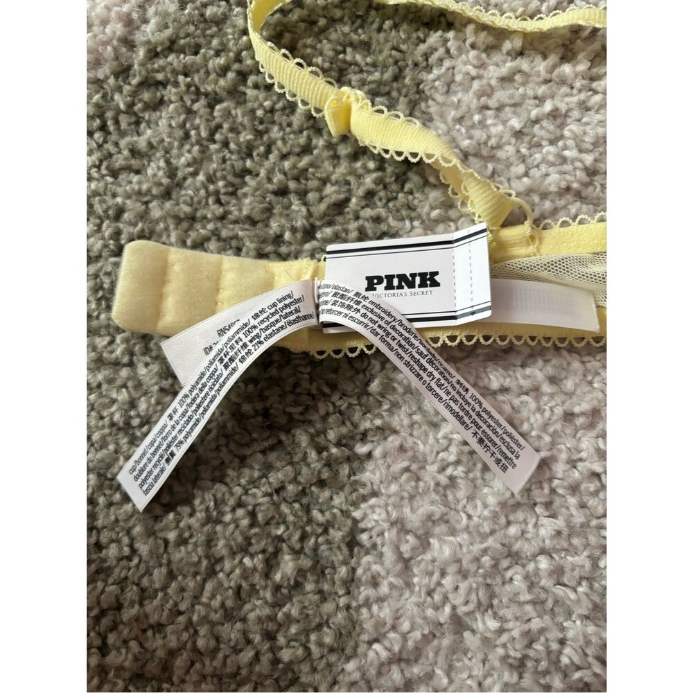 NWT Victoria's Secret PINK Wink Push-Up Balconette Bra Yellow Fruit Lemons 34B - Picture 7 of 13